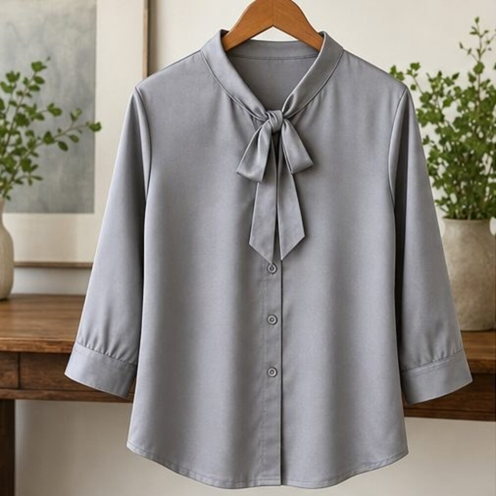 Gray Lace Trim Top - Picture 1 of 6